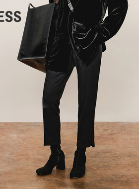 LESS都市锥形九分休闲裤女春秋通勤纯色显瘦紧身长裤子2O8E11220