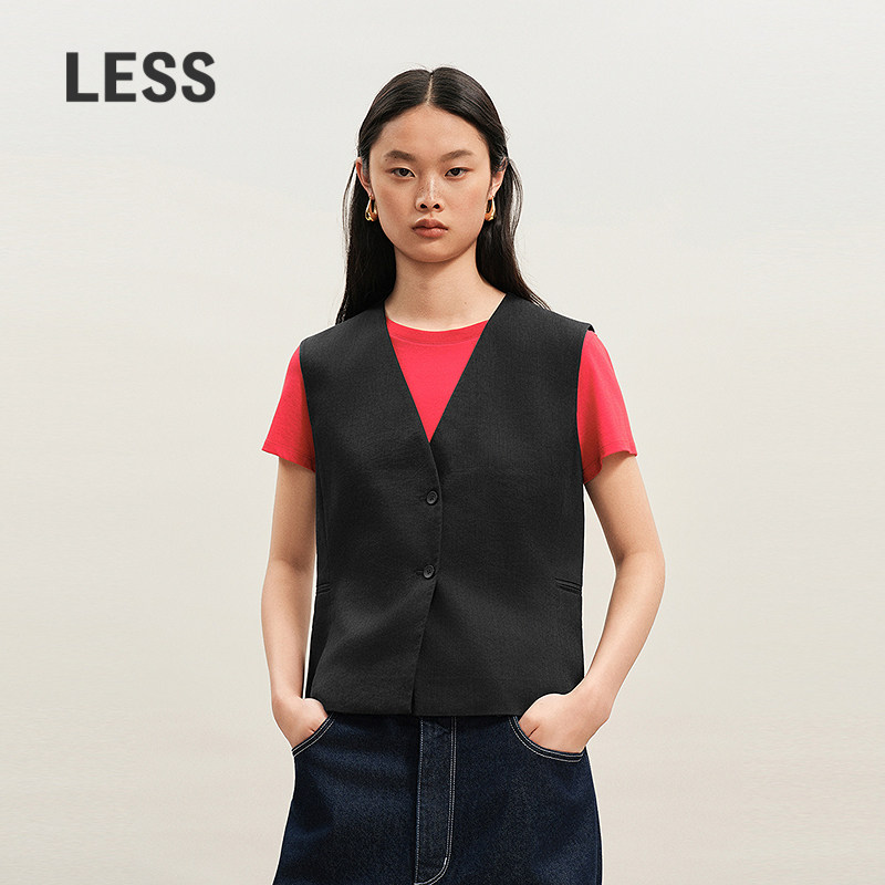 【商场同款】LESS2026夏新款通勤修身V领无袖西装马甲女2Q651528H