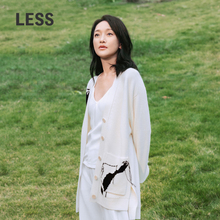 【周迅同款】LESS春季刺绣毛衣开衫女宽松中长针织外套2O1313370