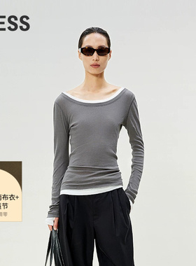 【0压系列】LESS春棉质修身上衣薄款打底长袖T恤女2P2112690
