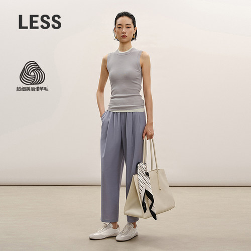 LESS美丽诺羊毛通勤九分裤
