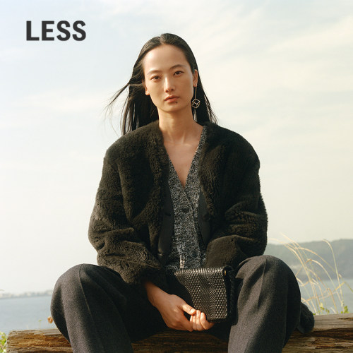 LESS羊毛皮休闲中长皮草外套
