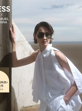 【SAMUEL系列】LESS白衬衫女全棉宽松设计感七分袖上衣2P3213230