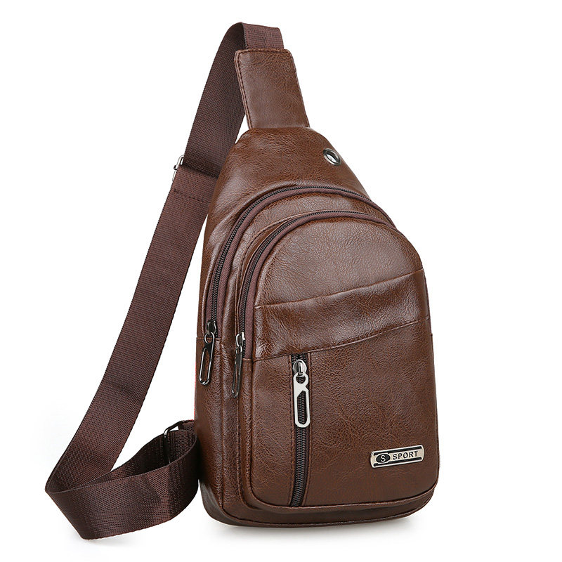 时尚韩版男士背包小pu新款男单肩旅行包胸包男休闲运动胸前斜挎包