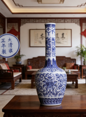 大清雍正年制青花摇铃尊中号花瓶