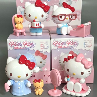 hellokitty手办盲盒周年纪念凯蒂猫三丽鸥摆件礼物潮玩一套全套