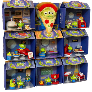 三眼仔比萨星球盲盒披萨手办玩具总动员微缩场景摆件食玩潮玩正品