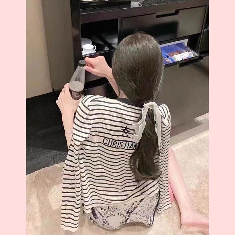 【TiTi美少女】纯欲甜美条纹针织衫春季长袖防晒开衫百搭上衣外套,女装/女士精品,大码内搭,淘宝优惠券,粉丝福利购,淘宝优惠卷