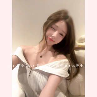 慵懒风领口两穿大翻领坑条针织衫 新品 2025秋季 上衣 TiTi美少女