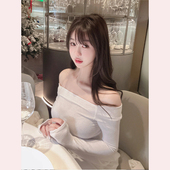 微透T恤 女人味一字露肩性感显身材长袖 TiTi美少女 掌柜自留款