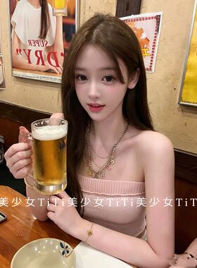 纯欲风韩女短款工艺抹胸上衣