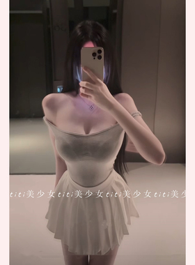 【TiTi美少女】韩版纯欲风一字肩露肚脐上衣灰色修身显瘦收腰T恤
