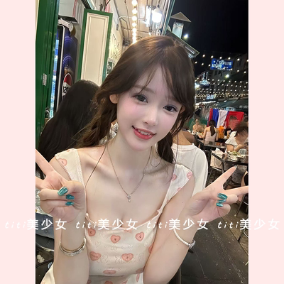 sk1ms爱心印花u领连衣裙