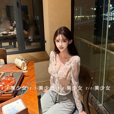 钩花内搭上衣修身蕾丝衫