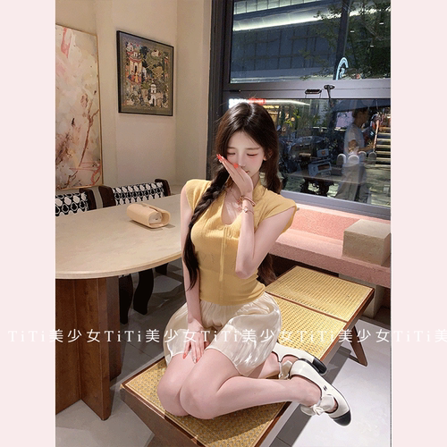 夏季新款收腰短款小飞袖T恤女
