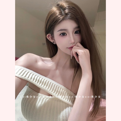 性感辣妹短款粗针挂脖领背心吊带