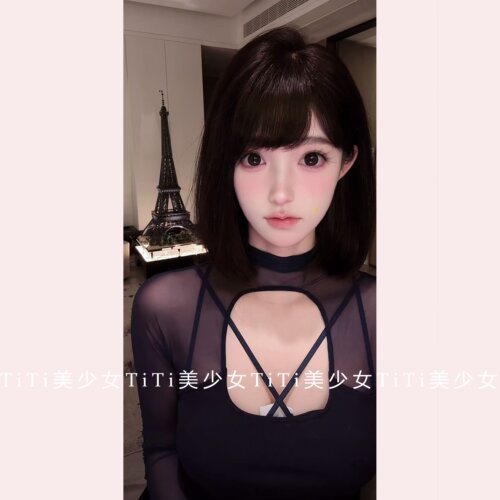 辣妹网纱镂空交叉长袖T恤