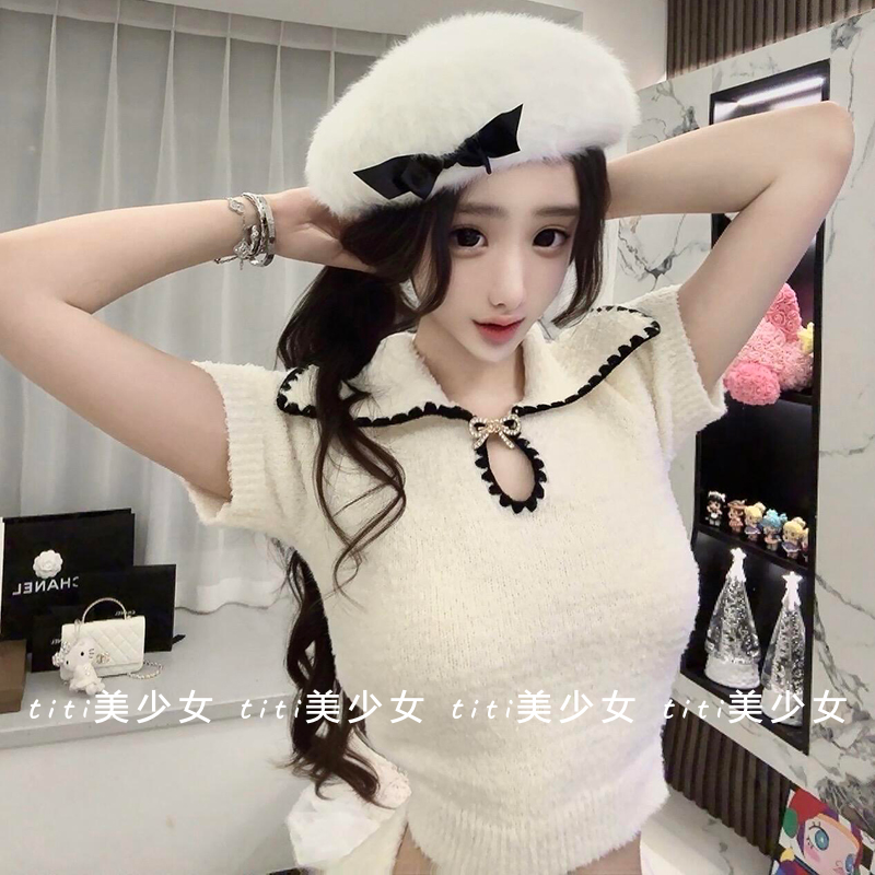 【TiTi美少女】纯欲千金风高允真同款套头毛衣/针织短袖+半身裙,女装/女士精品,大码内搭,淘宝优惠券,粉丝福利购,淘宝优惠卷