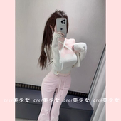 性感风纯欲辣妹有胸垫可拆卸交叉挂脖吊带短款 TiTi美少女 背心