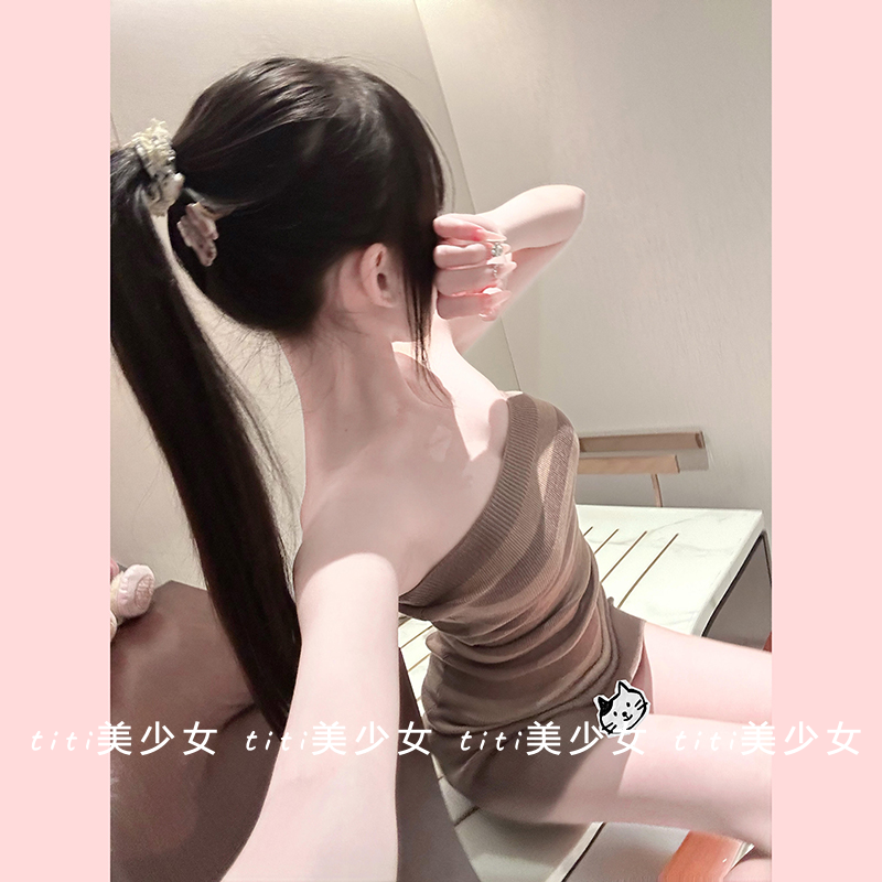 【TiTi美少女】条纹针织抹胸连衣裙内搭春春辣妹收腰紧身包臀短裙,女装/女士精品,大码内搭,淘宝优惠券,粉丝福利购,淘宝优惠卷