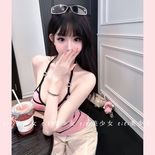挂脖背心设计感修身短款上衣