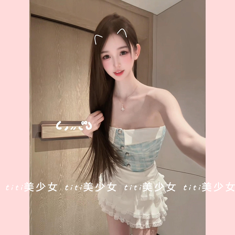 【TiTi美少女】纯欲气质小香风抹胸短款背心春季新款百搭上衣,女装/女士精品,大码内搭,淘宝优惠券,粉丝福利购,淘宝优惠卷