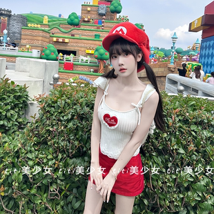 大U领甜心爱心刺绣小飞袖 纯欲风甜美2026春季 上衣 TiTi美少女