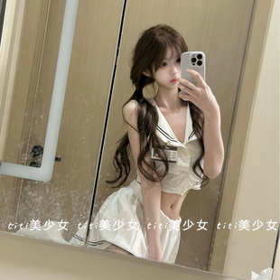 衬衫 春海军领短款 jk制服纯欲风套装 上衣辣妹两件套 TiTi美少女