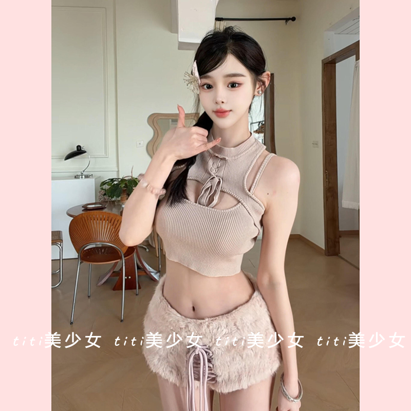 【TiTi美少女】纯欲春季性感镂空吊带小背心设计感显胸打底衫上衣,女装/女士精品,大码内搭,淘宝优惠券,粉丝福利购,淘宝优惠卷