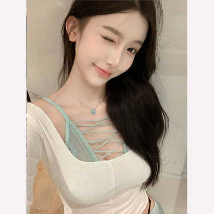 2025秋季韩系纯欲风小个子辣妹性感显胸大内搭长袖打底衫T恤套装