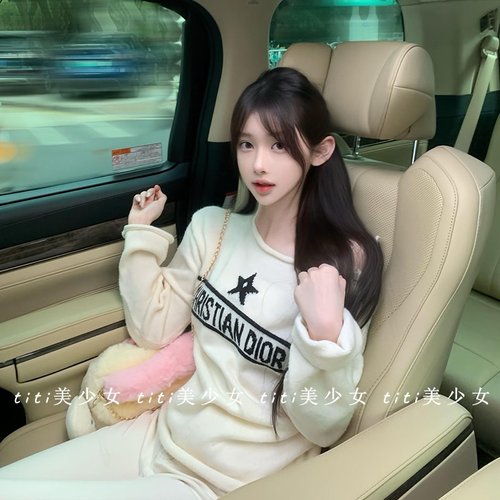 提花字母撞色肩扣针织衫露肩毛衣