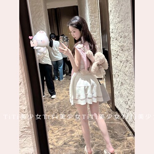 【TiTi美少女】小白兔无袖针织连衣裙女2026夏季新款缕空收腰短裙