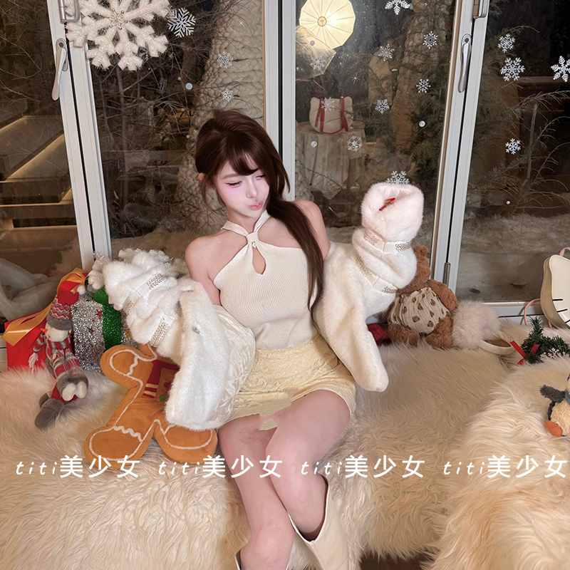 【TiTi美少女】挂脖露肩辣妹性感抹胸针织背心套头修身显瘦上衣,女装/女士精品,大码内搭,淘宝优惠券,粉丝福利购,淘宝优惠卷