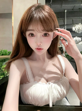【TiTi美少女】纯欲蕾丝花边系带吊带连衣裙女春白色收腰a字短裙