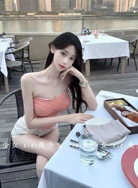 显瘦绷带弹力抹胸显瘦背心上衣