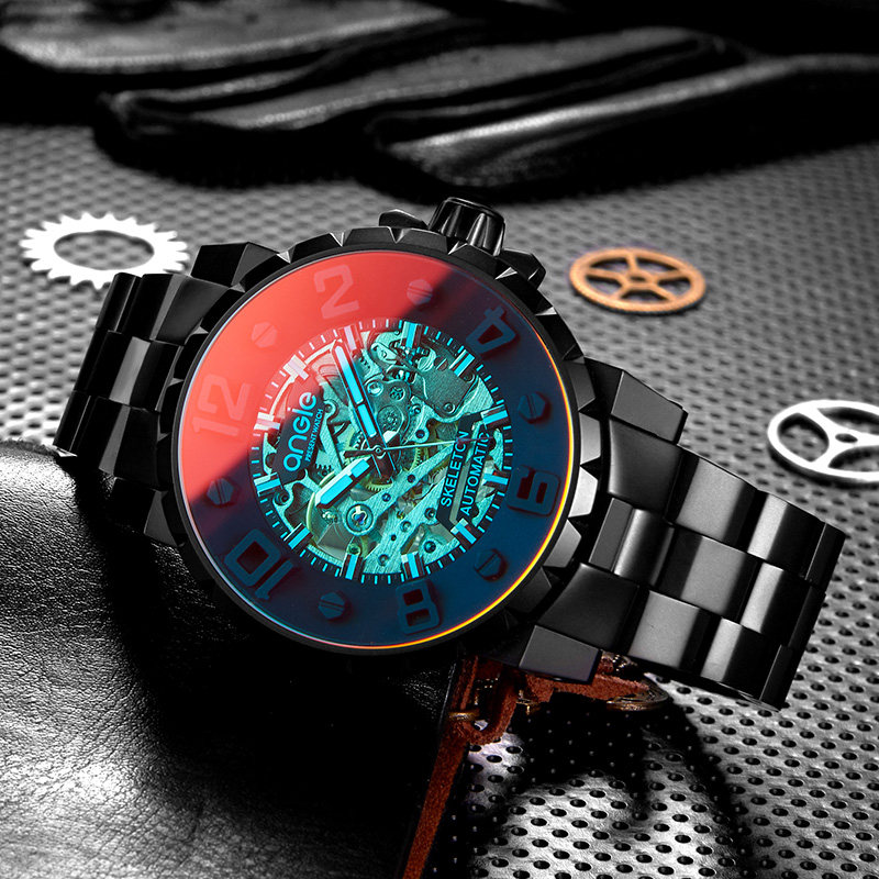 【情人节礼物】angie手表男士机械表国潮流学生黑科技自动镂空