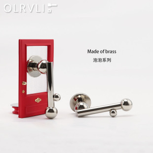 olrvli黄铜中古镍银色静音门锁法式把手复古美式室内圆球门锁