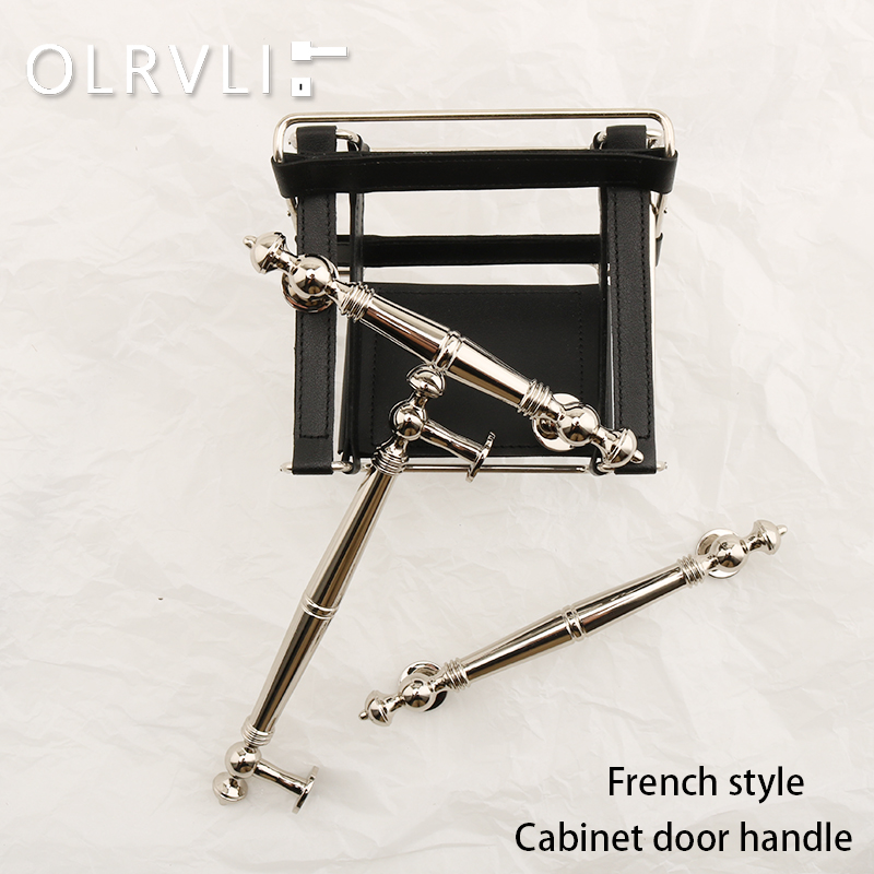 镍银色橱柜门把手黄铜抽屉奶油风