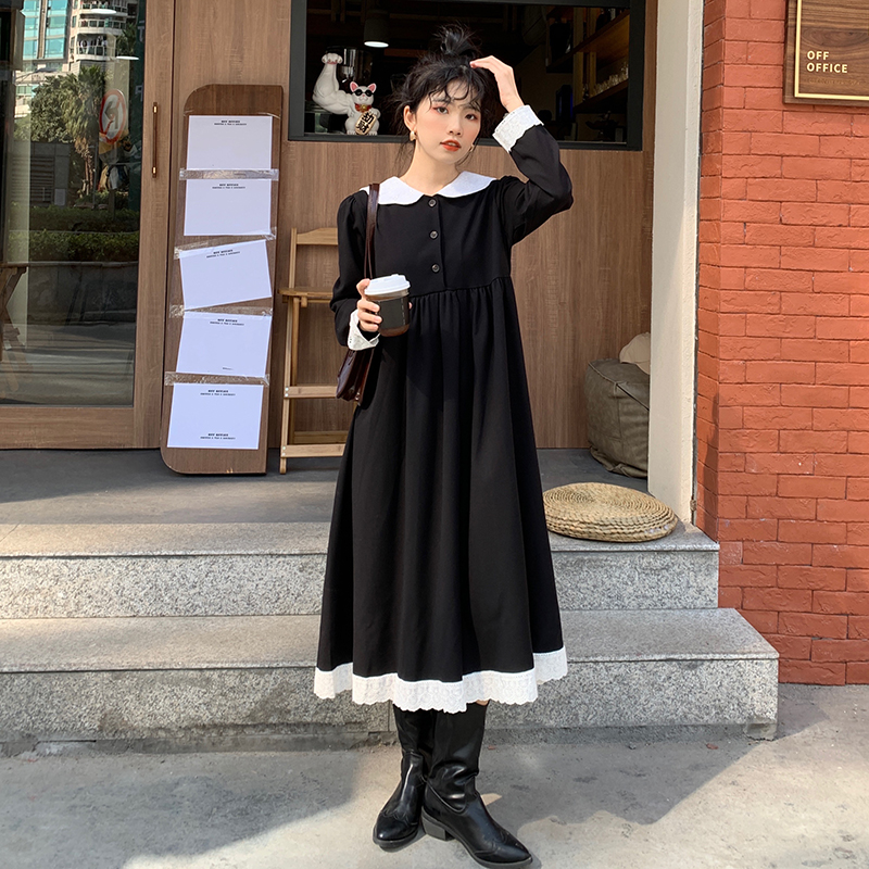 Real price: New Retro color contrast dress in 2021 spring