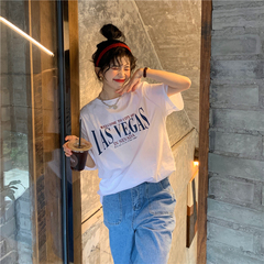 Real price ~ foreign style ins letter printing T loose personality leisure thin bottomed shirt for women