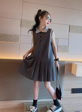 女童夏季JK学院风百褶连衣裙
