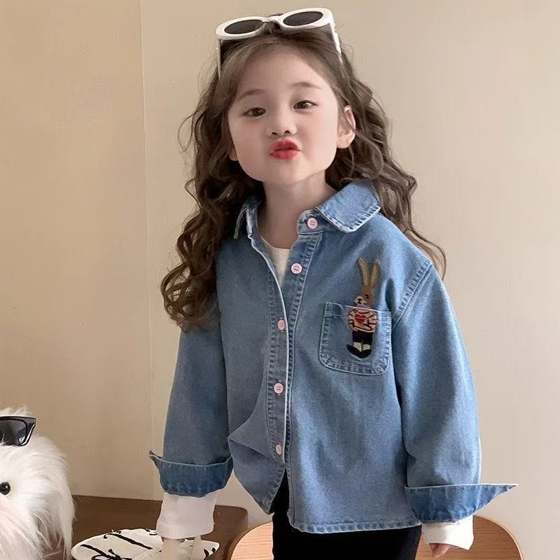 女童秋季韩版牛仔刺绣长袖衬衫图片