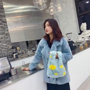 韩版 水貂毛绒皮草包包网红时尚 毛毛背心包潮 新款 手提包女2022冬季
