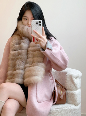 长款真狐狸毛围巾围脖女阿雅家冬季新款真毛毛绒加厚保暖百搭千金
