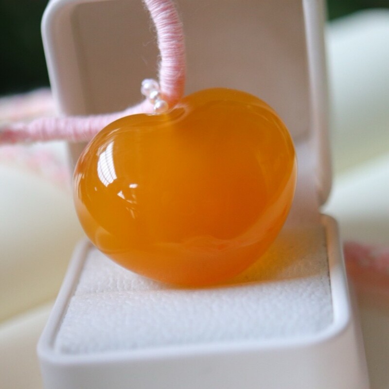 正品天然俄料蜜蜡高品质蜜糖色 爱心吊坠 女款挂件文玩珠宝饰品