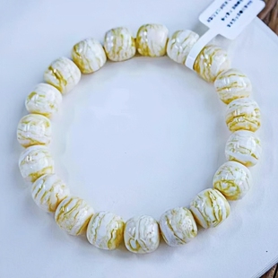 正品 天然俄料蜜蜡高品质顺纹瓷白千层雪老型12mm手串文玩珠宝饰品
