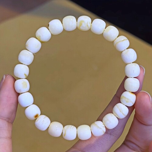 正品天然俄料浓白花蜡手链