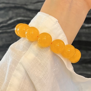 正品 天然乌料焦皮料鸡油红蜜蜡16mm手串收藏珠宝饰品