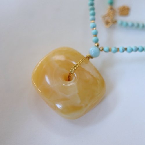 正品天然俄料精品白花蜡蜜蜡平安扣扣子吊坠文玩百搭时尚珠宝饰品