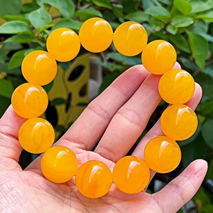 正品 手串文玩收藏珠宝饰品 天然俄料精品焦皮料橘红色19mm圆珠男款